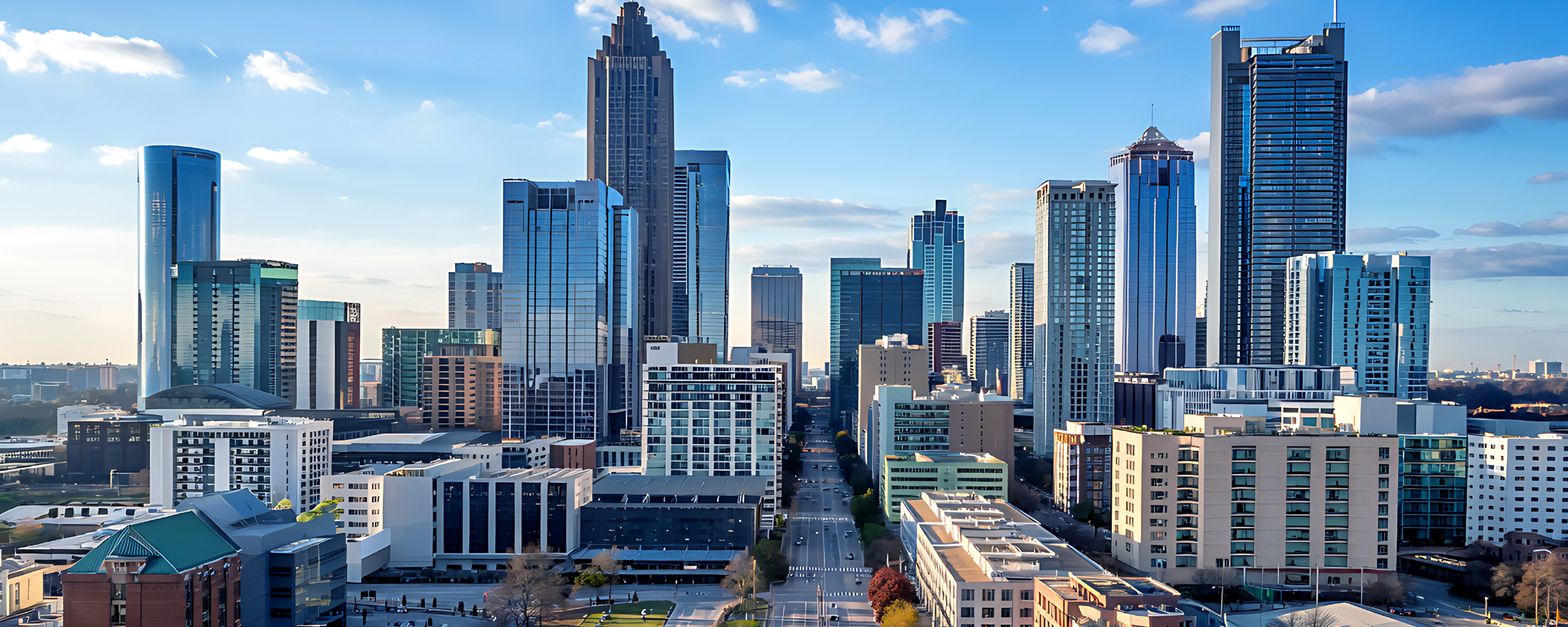 Atlanta skyline with a blue sky