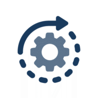 Icon of a gear surrounded by a circular arrow, indicating rotation or process