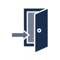 icon of a half open door and arrow pointing inside