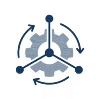 Gear with circular arrows – symbol for operational setup