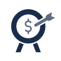 Target with arrow and dollar sign – symbol for marketing and sales