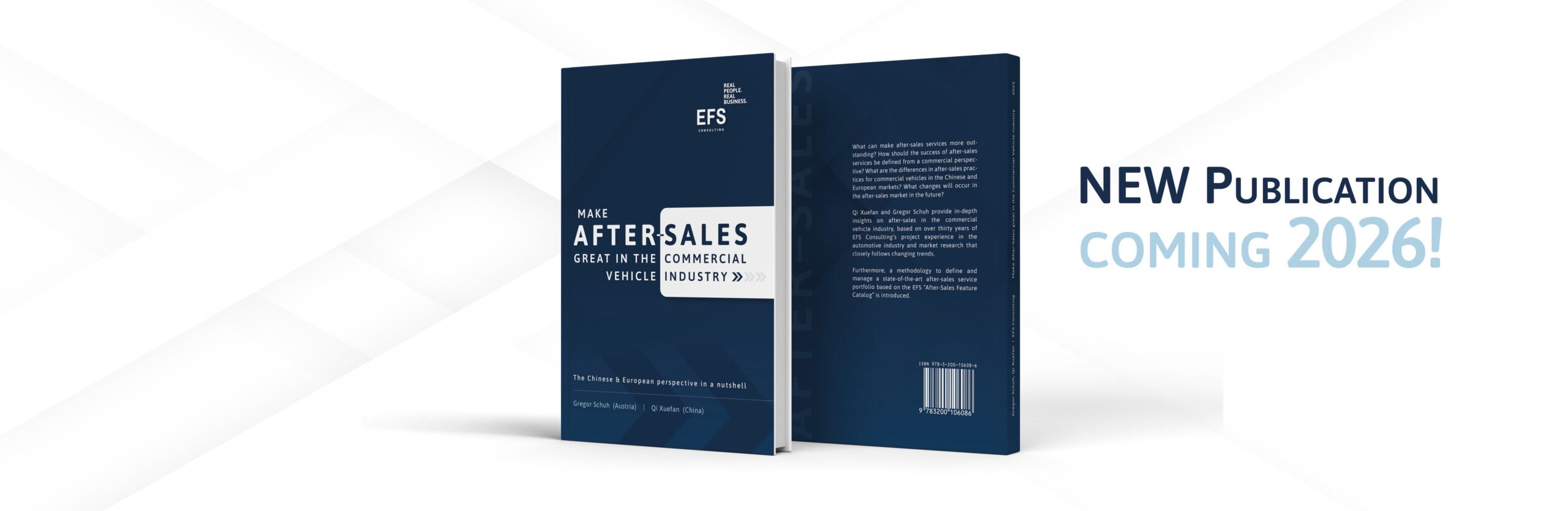 This picture shows a montage of the aftersales book from efs consulting with the wording "New Publication coming 2026!"