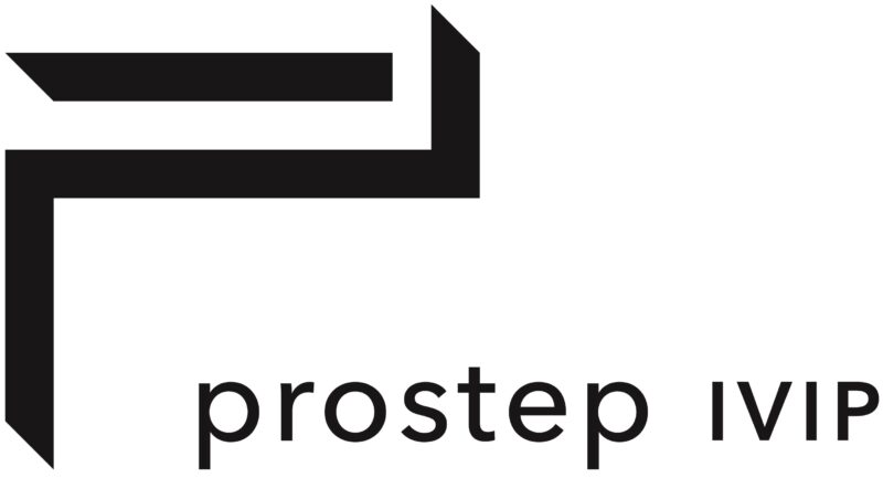 Schwarzes Logo der Organisation „prostep ivip“. Links ist ein stilisiertes, abstraktes Symbol aus zwei dicken, rechtwinklig angeordneten Linien zu sehen, die eine offene geometrische Form bilden. Rechts daneben steht in Kleinbuchstaben „prostep“ und in Großbuchstaben „IVIP“ in einer klaren, modernen Schriftart.