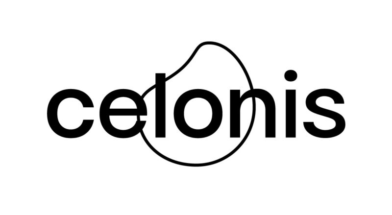 Celonis-Logo in schwarzer Schrift mit stilisiertem, geschwungenem Kreis, der die Buchstaben teilweise umschließt.